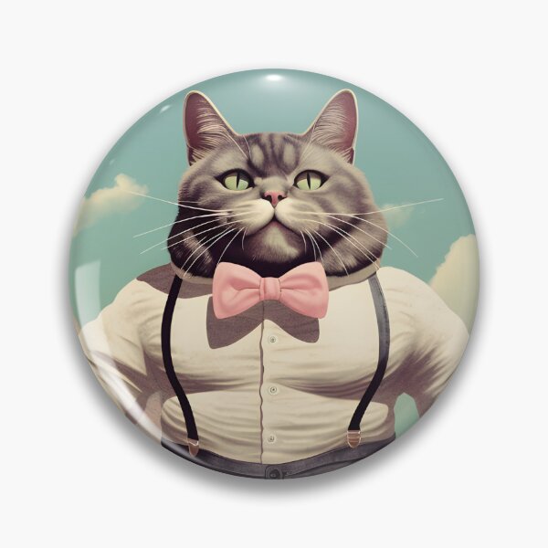 Item preview, Muscle Meow Retro Kitsch Cat Art designed and sold by KittyStampedeCo.