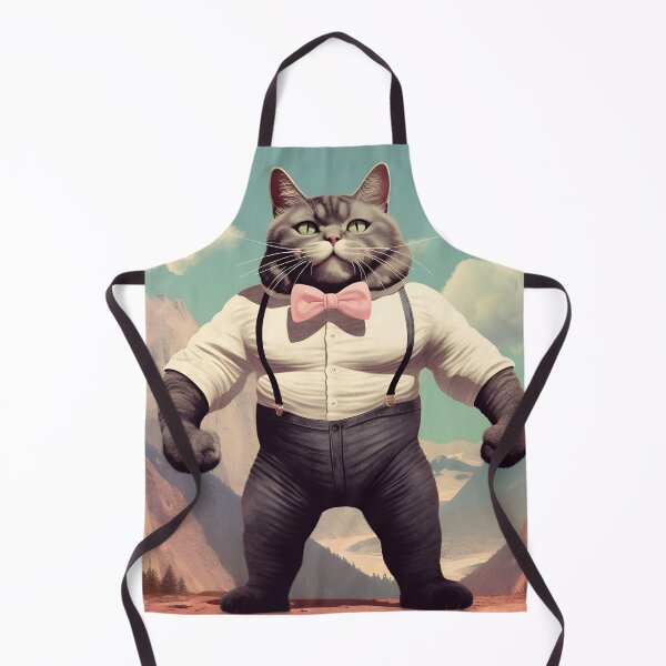 Item preview, Muscle Meow Retro Kitsch Cat Art designed and sold by KittyStampedeCo.