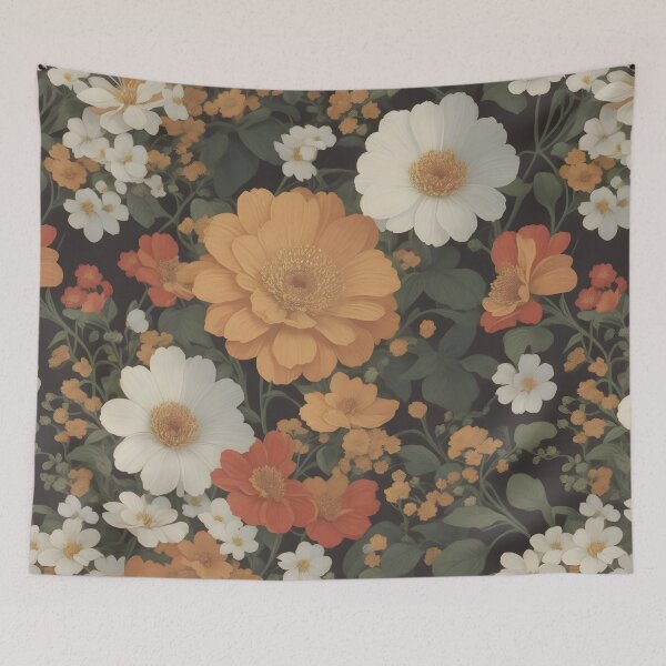 Item preview, AI Generated 70s Watercolor Tropical Flower and Leaf pattern  designed and sold by AiArtMerch.