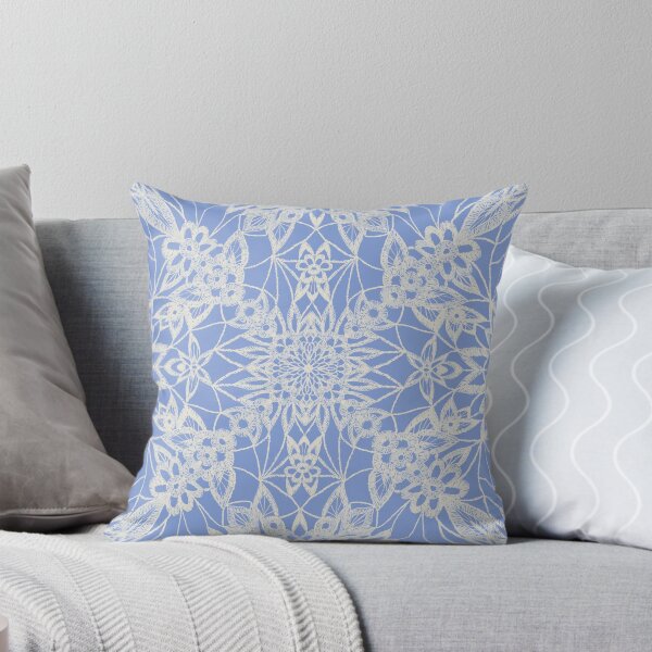 Item preview, hand drawn lace on periwinkle blue designed and sold by rysunki-malunki.
