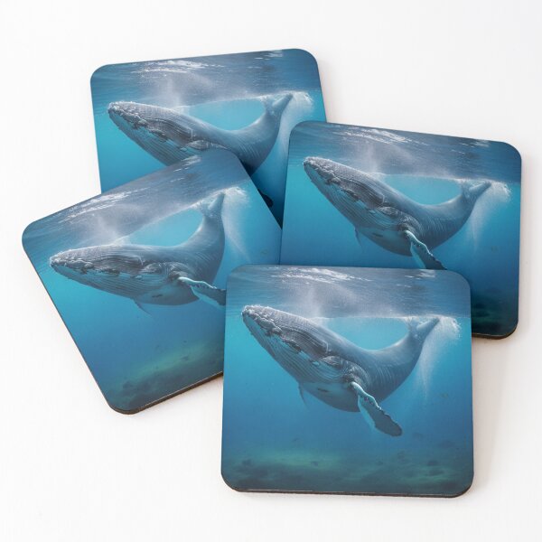 Artikelvorschau, Foto eines Blauwals, der unter dem Meer mit Korallenriff schwimmt entworfen und verkauft von BBGIFTSUK.
