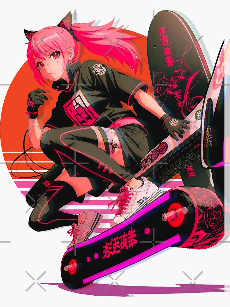 anime art , anime girl , streetwear , skateboard | Sticker