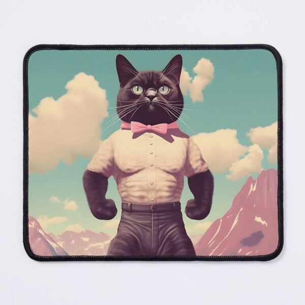 Item preview, Muscle Meow Retro Art Cat designed and sold by KittyStampedeCo.