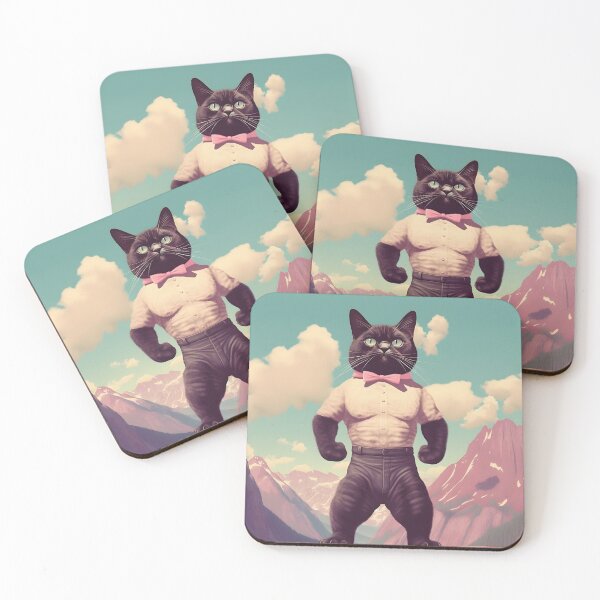 Item preview, Muscle Meow Retro Art Cat designed and sold by KittyStampedeCo.