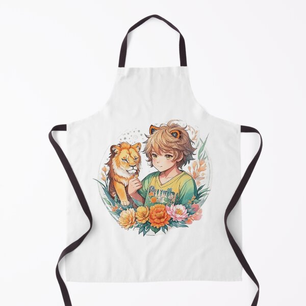 Item preview, Wild at Heart: Cute Anime Boy with Lion Ears and Flora designed and sold by CuteArt5639.