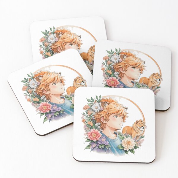 Item preview, Roaring Beauty: Cute Anime Boy with Lion Ears and Flora designed and sold by CuteArt5639.
