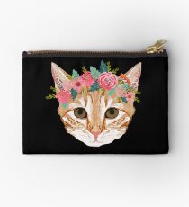 Orange Tabby cat breed with floral crown cute cat gifts cat lady must haves Studio Pouch