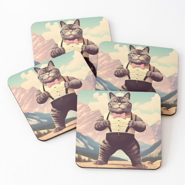 Item preview, Muscle Meow Retro Art Cat designed and sold by KittyStampedeCo.