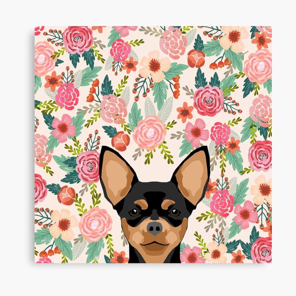 Chihuahua dog floral pet pure breed gifts for chihuahua black and tan Canvas Print