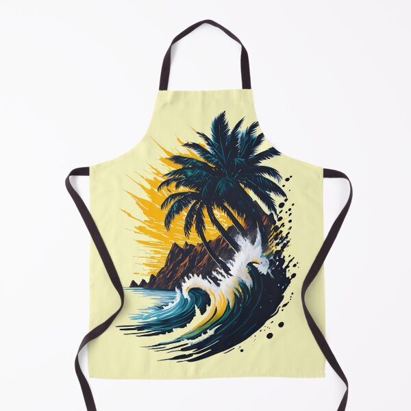 Item preview, mountains and the sea waves under palm trees designed and sold by DastagirArts.