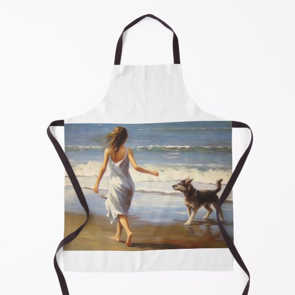 Item preview, A girl with a dog on the beach designed and sold by Rosaliartbook.