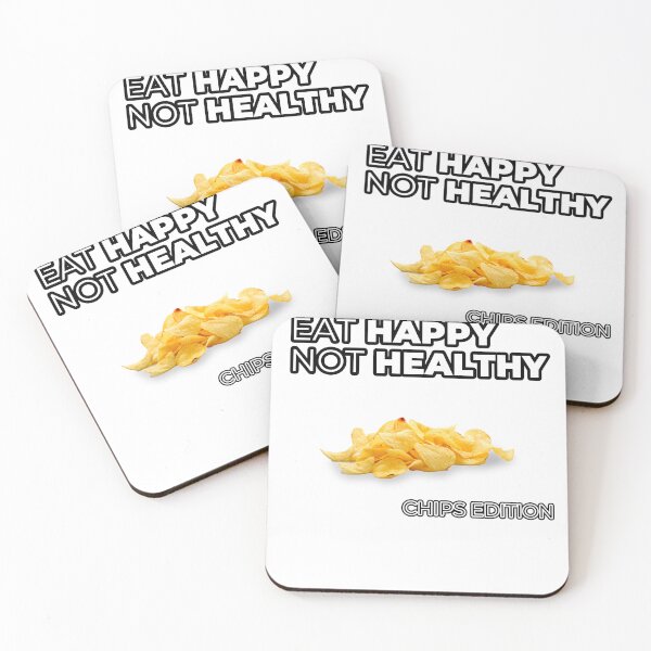 Aperçu de l'œuvre Eat Happy Not Healthy - Cadeaux amusants pour les amateurs de chips créée et vendue par sirMatys.