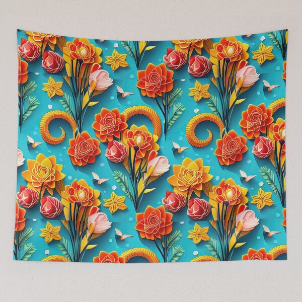 Item preview, Exquisite Floral Designs: Unveiling the Beauty of 3D Kirigami Art Seamless Vector Flowers Pattern - Premium Design designed and sold by Jisoo Flowers.