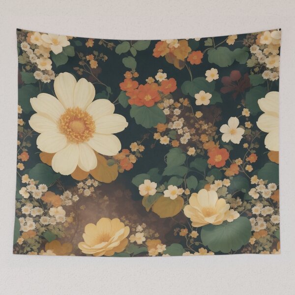 Item preview, Generated 70s Watercolor Tropical Flower and Leaf pattern  designed and sold by AiArtMerch.