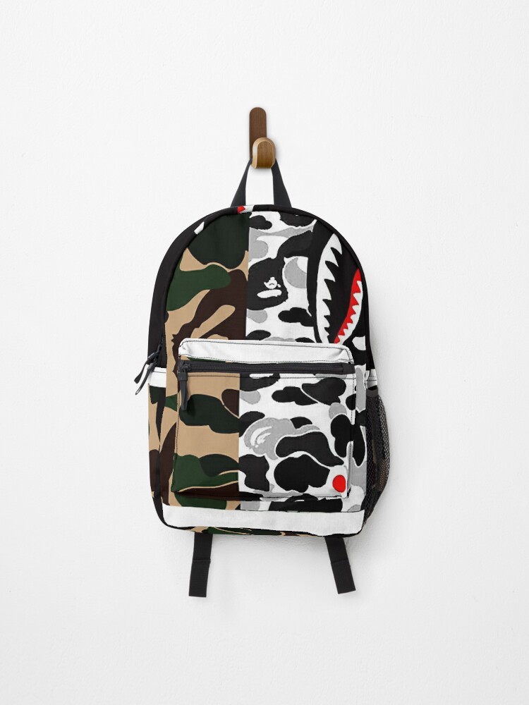 BAPE SHARK BackPack Camo, Blue, Bag Zip Pocket ABC Camouflage