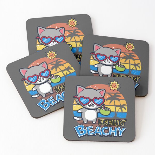 Item preview, Cute Kawaii Vintage Cats Beach Summer Meme For Cat Lovers designed and sold by BoggsNicolasArt.