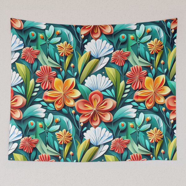 Item preview, Enhance Your Interior with Trending 3D Kirigami Flower Art Seamless Vector Flowers Pattern - Premium Design designed and sold by Jisoo Flowers.