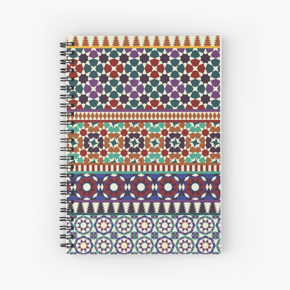Alhambra Tessellations - red, blue and purple Spiral Notebook