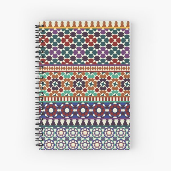 Alhambra Tessellations - red, blue and purple Spiral Notebook