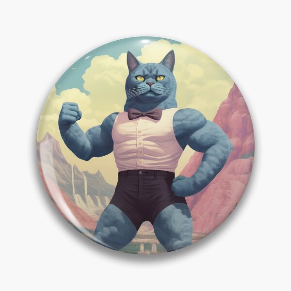 Item preview,  Muscle Meow Quirky Retro Cat Art designed and sold by KittyStampedeCo.