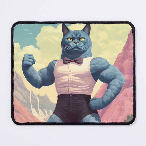 Item preview,  Muscle Meow Quirky Retro Cat Art designed and sold by KittyStampedeCo.