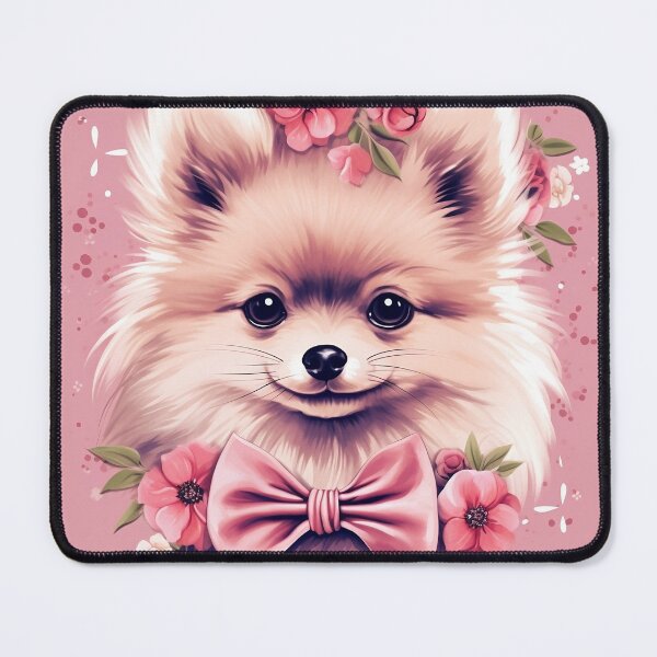 Item preview, Paws & Bows: Adorable Pomeranian Portrait with Pink Bow designed and sold by imaginariumlab.