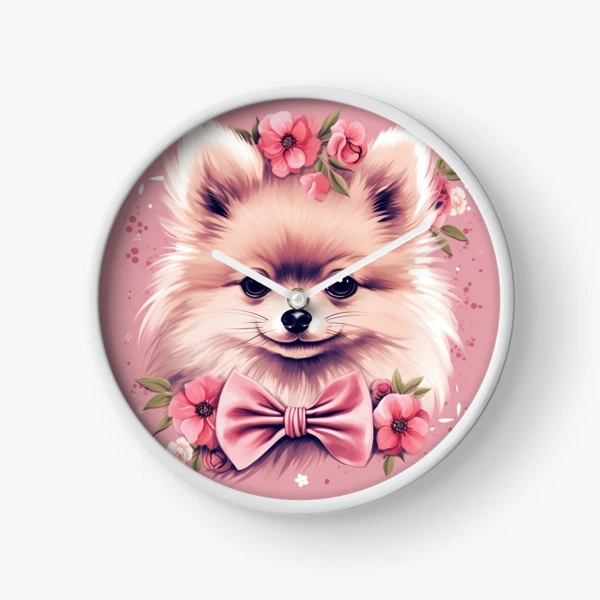 Pomeranian Puppy Pink Bow Diamond Pattern Birthday Dog Crocs