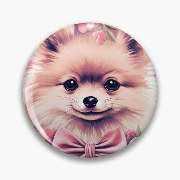 Item preview, Paws & Bows: Adorable Pomeranian Portrait with Pink Bow designed and sold by imaginariumlab.