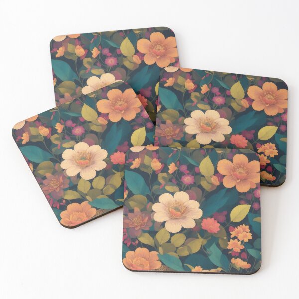 Item preview, Generated 70s Watercolor Tropical Flower and Leaf pattern  designed and sold by AiArtMerch.