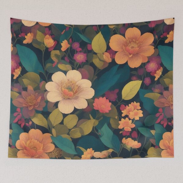 Item preview, Generated 70s Watercolor Tropical Flower and Leaf pattern  designed and sold by AiArtMerch.