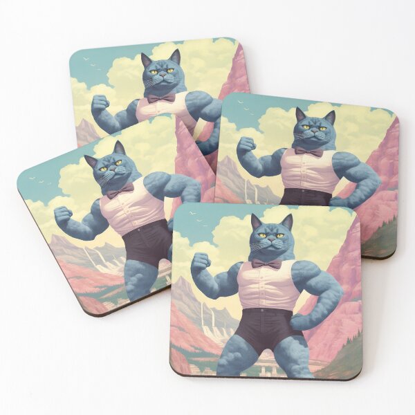 Item preview,  Muscle Meow Quirky Retro Cat Art designed and sold by KittyStampedeCo.