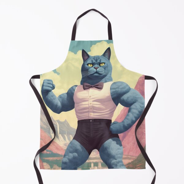 Item preview, Muscle Meow Quirky Retro Cat Art designed and sold by KittyStampedeCo.