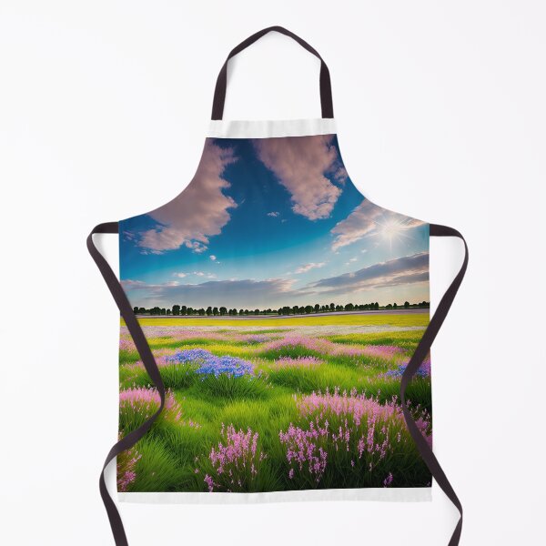 Item preview, Fields of Wildflowers Landscapes With a Blue Sky and White Fluffy Clouds, Ai Generated Art designed and sold by AiGens.
