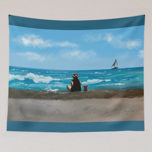 Item preview, Woman & Dog at the Beach designed and sold by kaleap192.