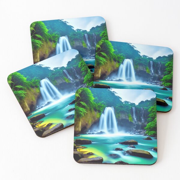 Item preview, Tropical Rainforest Landscapes With a Waterfall or River Running Through Them, Ai Generated Art designed and sold by AiGens.