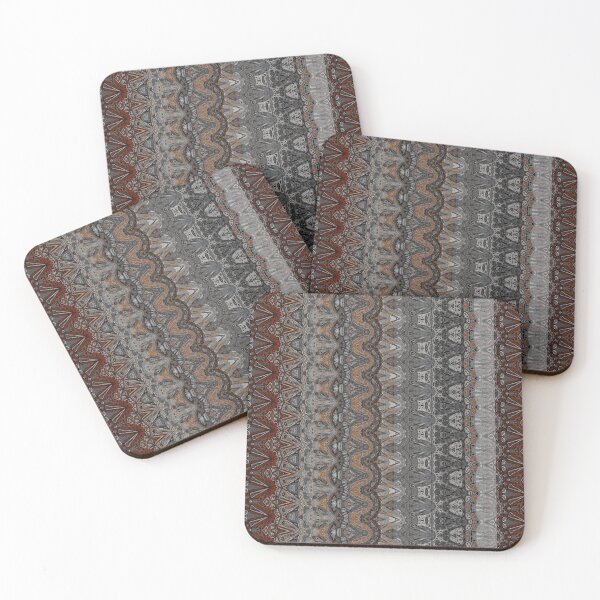 Artikelvorschau, Granite Grey Victorian Style Kaleidoscope Stripe Pattern with Orange and Red Detail entworfen und verkauft von Trevor Hirst.