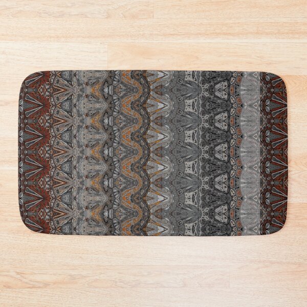 Item preview, Granite Grey Victorian Style Kaleidoscope Stripe Pattern with Orange and Red Detail designed and sold by Trevor Hirst.
