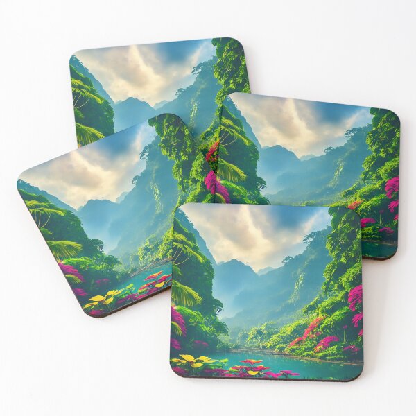 Item preview, Tropical Rainforest Landscapes With a Colorful Array of Plants and Flowers, Ai Generated Art designed and sold by AiGens.