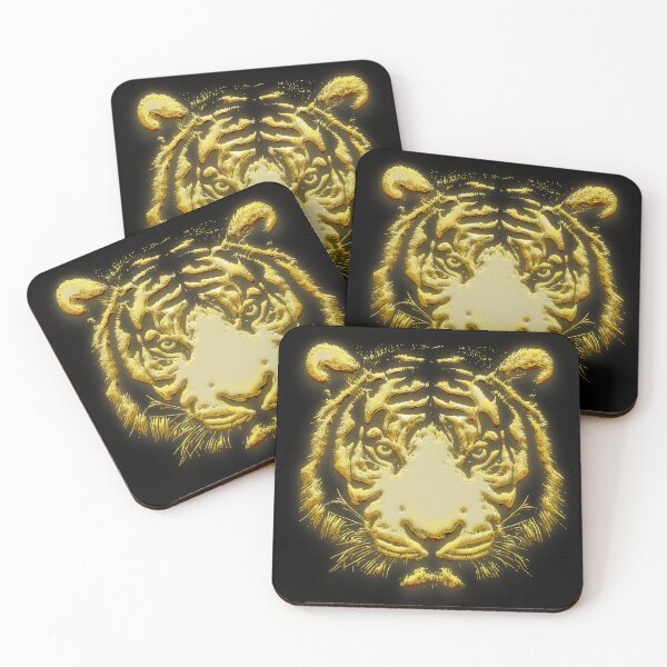 Item preview, tiger face 3d art | tiger face 3d golden art  designed and sold by KARTICK DUTTA.