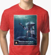 P.R.A.W.N SUIT (Sea) Tri-blend T-Shirt