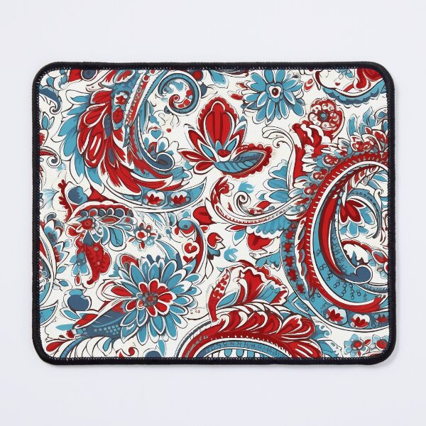 Item preview, Soviet Pop Art Paisley Pattern: Intricate Red, Blue & White Print designed and sold by GiveMeMood.