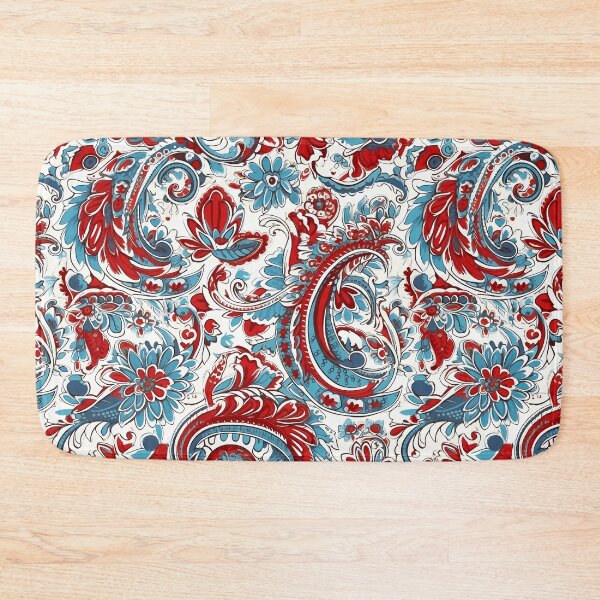 Item preview, Soviet Pop Art Paisley Pattern: Intricate Red, Blue & White Print designed and sold by GiveMeMood.
