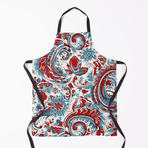 Item preview, Soviet Pop Art Paisley Pattern: Intricate Red, Blue & White Print designed and sold by GiveMeMood.