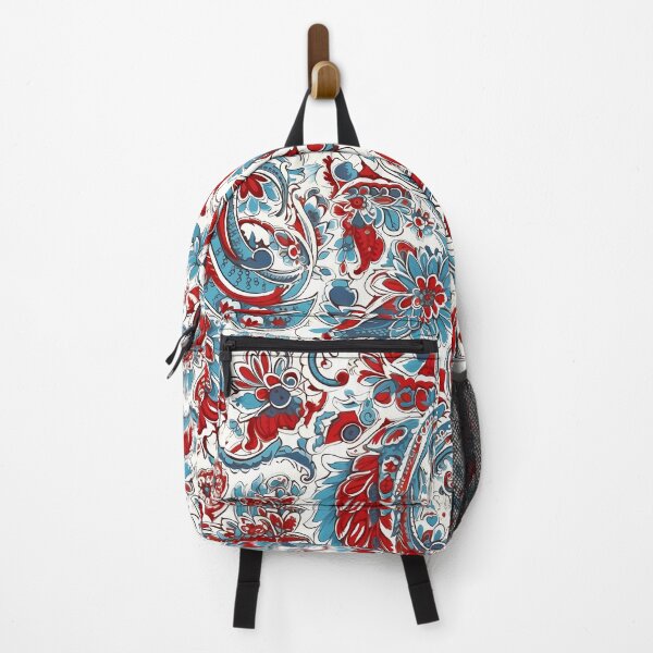 Item preview, Soviet Pop Art Paisley Pattern: Intricate Red, Blue & White Print designed and sold by GiveMeMood.