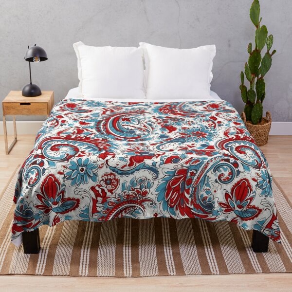 Item preview, Soviet Pop Art Paisley Pattern: Intricate Red, Blue & White Print designed and sold by GiveMeMood.