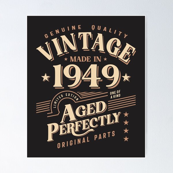 1949 Wood Frame Vintage Poster ポスター Vintage 1949 74th birthday