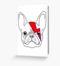 A-Dog-Insane - David Bowie Aladdin Sane French Bulldog Lightening Bolt Greeting Card