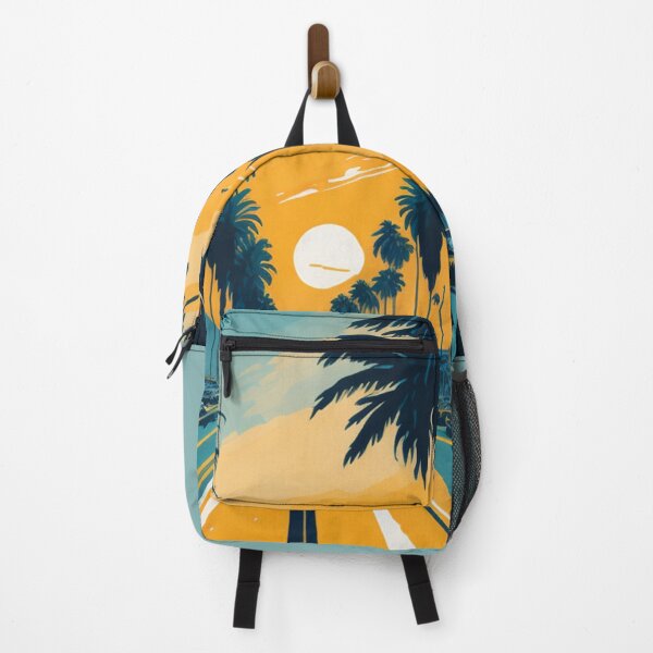 Item preview, City road dawn coconut trees painting illustration design artwork designed and sold by Meena-tta.