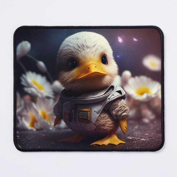 Item preview, A lovable baby duck astronaut in space with floral and space background. designed and sold by HappyPrompt.