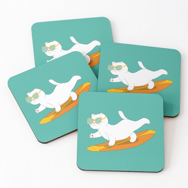 Item preview, Cute kitten on surfboard designed and sold by SaturnO27.